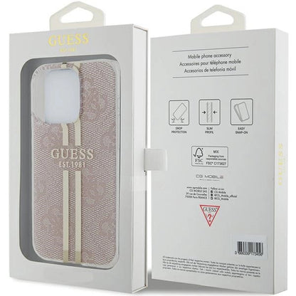 Guess IML 4G Gold Stripe case for iPhone 15 Pro - pink_7