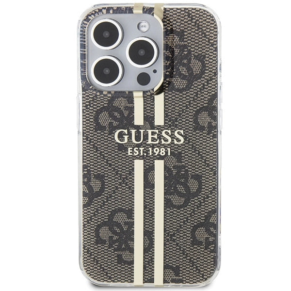 Guess IML 4G Gold Stripe case for iPhone 15 Pro - brown_2