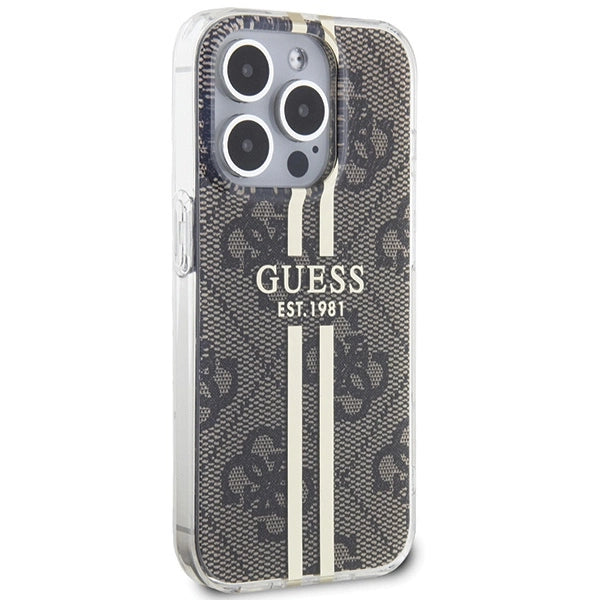 Guess IML 4G Gold Stripe case for iPhone 15 Pro - brown_3