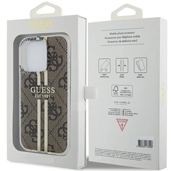 Guess IML 4G Gold Stripe case for iPhone 15 Pro - brown_7