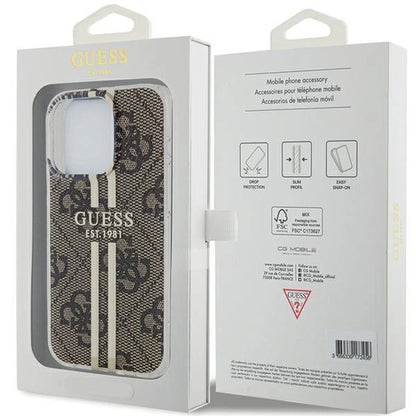 Guess IML 4G Gold Stripe case for iPhone 15 Pro - brown_7