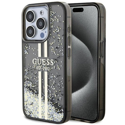 Guess Liquid Glitter Gold Stripes case for iPhone 15 Pro - black_0