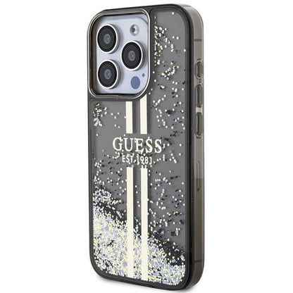 Guess Liquid Glitter Gold Stripes case for iPhone 15 Pro - black_1