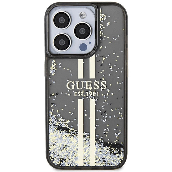 Guess Liquid Glitter Gold Stripes case for iPhone 15 Pro - black_2