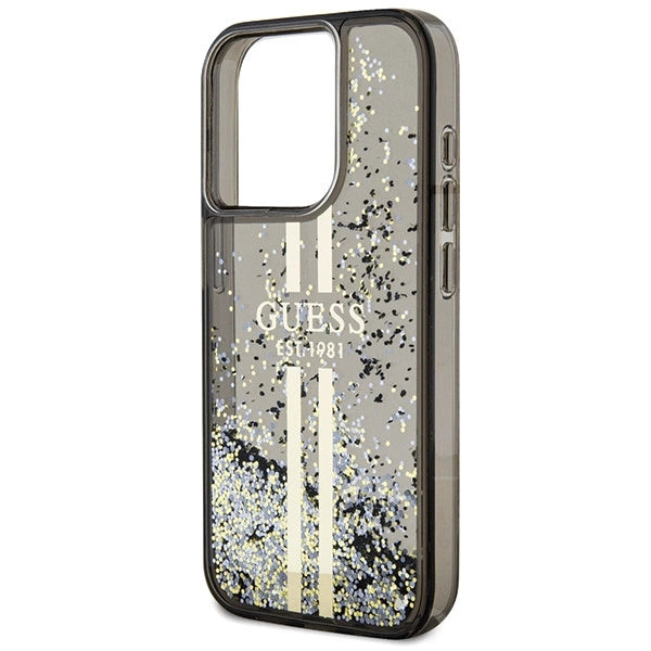 Guess Liquid Glitter Gold Stripes case for iPhone 15 Pro - black_5