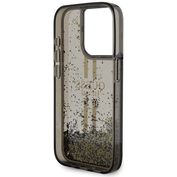 Guess Liquid Glitter Gold Stripes case for iPhone 15 Pro - black_6