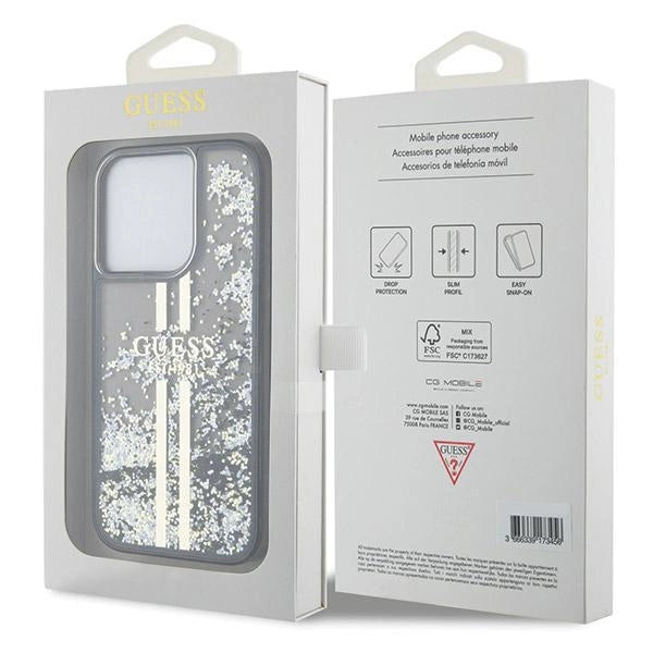 Guess Liquid Glitter Gold Stripes case for iPhone 15 Pro - black_7