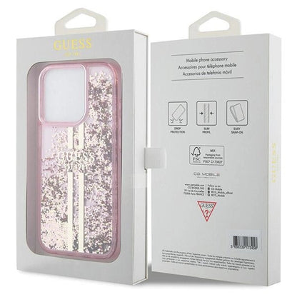 Guess Liquid Glitter Gold Stripes case for iPhone 15 Pro - pink_6