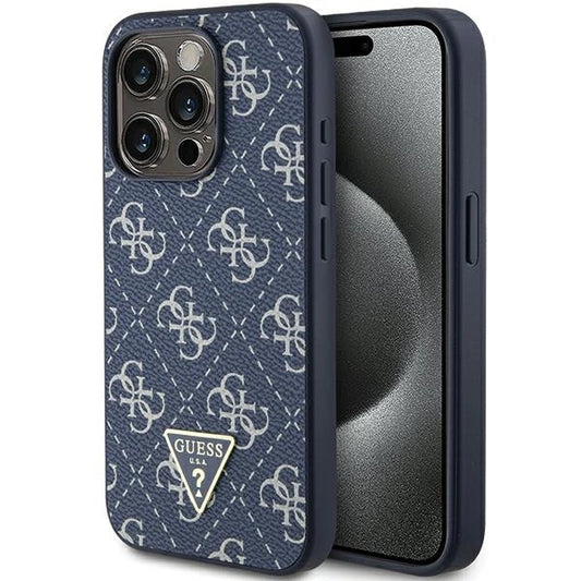 Guess 4G Triangle Metal Logo case for iPhone 15 Pro - blue_0