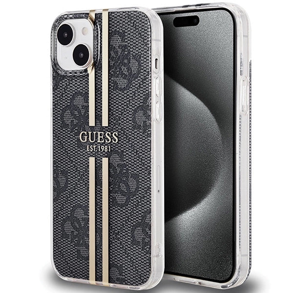 Guess IML 4G Gold Stripe case for iPhone 15 Plus / 14 Plus - black_0