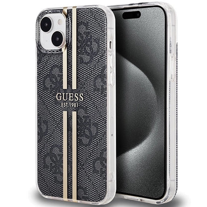 Guess IML 4G Gold Stripe case for iPhone 15 Plus / 14 Plus - black_0