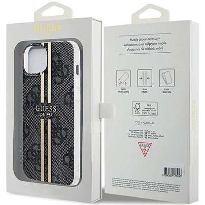 Guess IML 4G Gold Stripe case for iPhone 15 Plus / 14 Plus - black_7