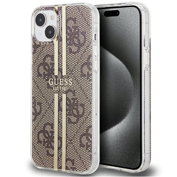 Guess IML 4G Gold Stripe case for iPhone 15 Plus / 14 Plus - brown_0