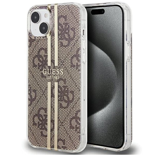Guess IML 4G Gold Stripe case for iPhone 15 Plus / 14 Plus - brown_0