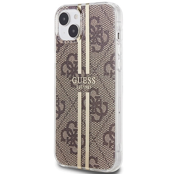 Guess IML 4G Gold Stripe case for iPhone 15 Plus / 14 Plus - brown_1
