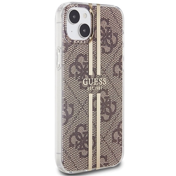 Guess IML 4G Gold Stripe case for iPhone 15 Plus / 14 Plus - brown_3