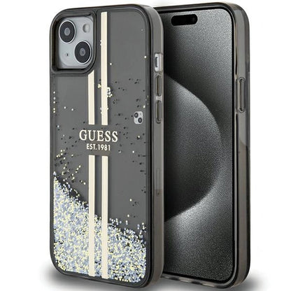 Guess Liquid Glitter Gold Stripes case for iPhone 15 Plus / 14 Plus - black_0