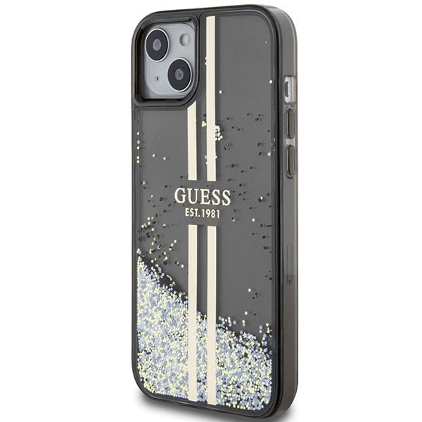 Guess Liquid Glitter Gold Stripes case for iPhone 15 Plus / 14 Plus - black_1