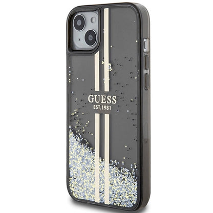 Guess Liquid Glitter Gold Stripes case for iPhone 15 Plus / 14 Plus - black_1