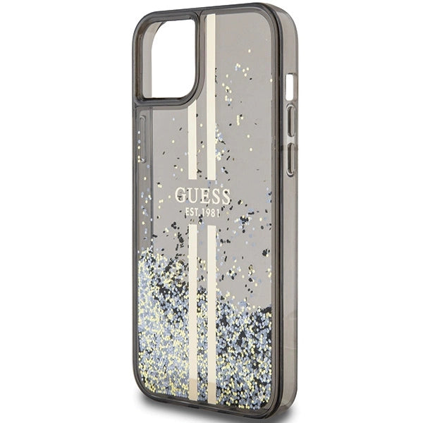 Guess Liquid Glitter Gold Stripes case for iPhone 15 Plus / 14 Plus - black_5