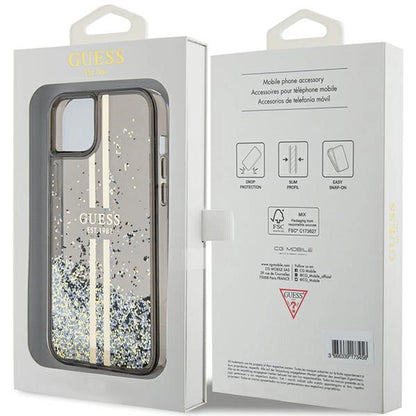 Guess Liquid Glitter Gold Stripes case for iPhone 15 Plus / 14 Plus - black_7