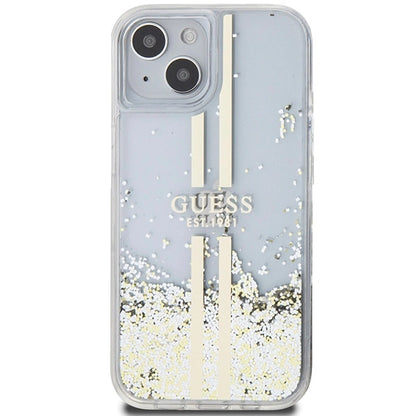 Guess Liquid Glitter Gold Stripes case for iPhone 15 Plus / 14 Plus - transparent_2