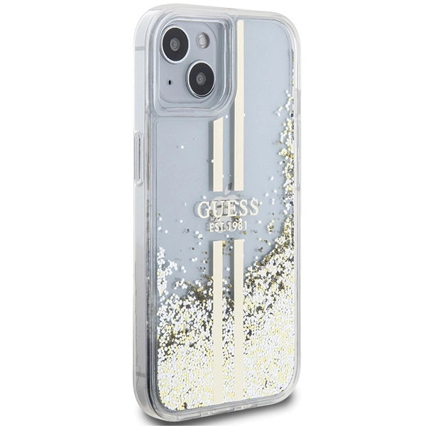 Guess Liquid Glitter Gold Stripes case for iPhone 15 Plus / 14 Plus - transparent_3