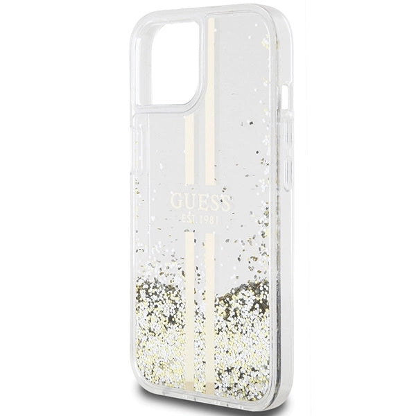 Guess Liquid Glitter Gold Stripes case for iPhone 15 Plus / 14 Plus - transparent_5
