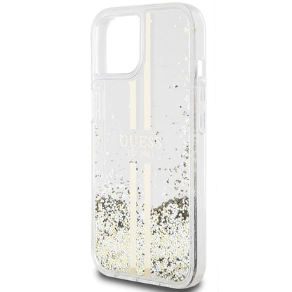 Guess Liquid Glitter Gold Stripes case for iPhone 15 Plus / 14 Plus - transparent_5