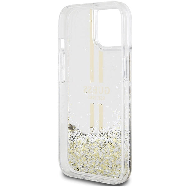 Guess Liquid Glitter Gold Stripes case for iPhone 15 Plus / 14 Plus - transparent_6