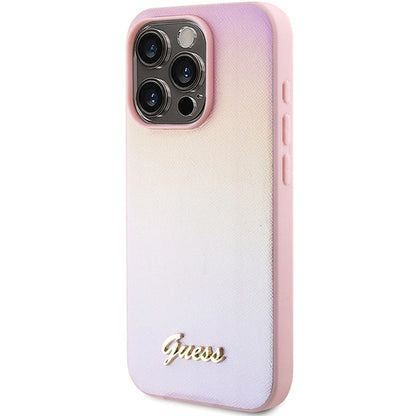 Guess GUHCP15XPSAIRSP iPhone 15 Pro Max 6.7" pink/pink hardcase Saffiano Iridescent Script_1