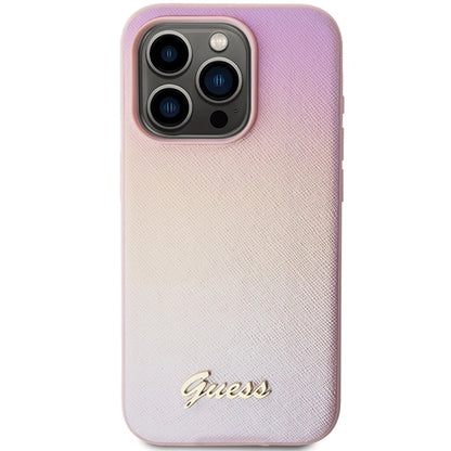 Guess GUHCP15XPSAIRSP iPhone 15 Pro Max 6.7" pink/pink hardcase Saffiano Iridescent Script_2