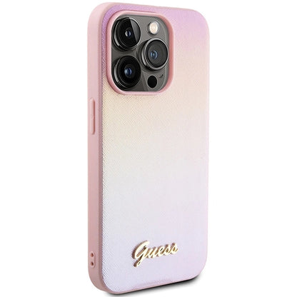 Guess GUHCP15XPSAIRSP iPhone 15 Pro Max 6.7" pink/pink hardcase Saffiano Iridescent Script_3