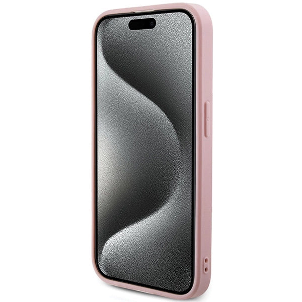 Guess GUHCP15XPSAIRSP iPhone 15 Pro Max 6.7" pink/pink hardcase Saffiano Iridescent Script_4