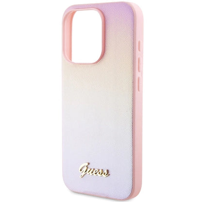 Guess GUHCP15XPSAIRSP iPhone 15 Pro Max 6.7" pink/pink hardcase Saffiano Iridescent Script_5