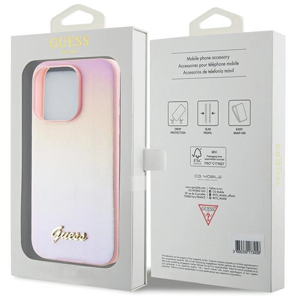 Guess GUHCP15XPSAIRSP iPhone 15 Pro Max 6.7" pink/pink hardcase Saffiano Iridescent Script_7