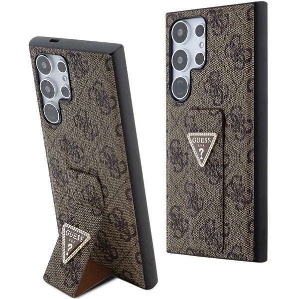 Guess GUHCS24LPGS4TDW S24 Ultra S928 brown/brown hardcase Grip Stand 4G Triangle Strass_0