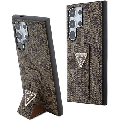 Guess GUHCS24LPGS4TDW S24 Ultra S928 brown/brown hardcase Grip Stand 4G Triangle Strass_0