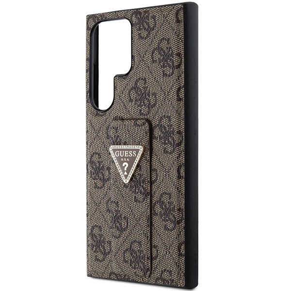 Guess GUHCS24LPGS4TDW S24 Ultra S928 brown/brown hardcase Grip Stand 4G Triangle Strass_5