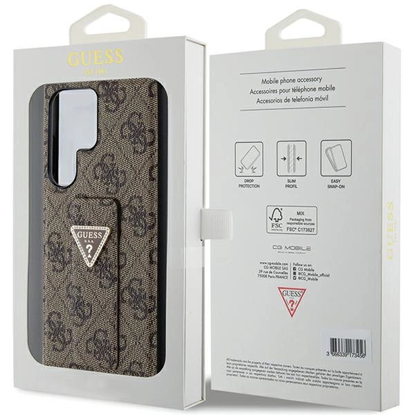 Guess GUHCS24LPGS4TDW S24 Ultra S928 brown/brown hardcase Grip Stand 4G Triangle Strass_7