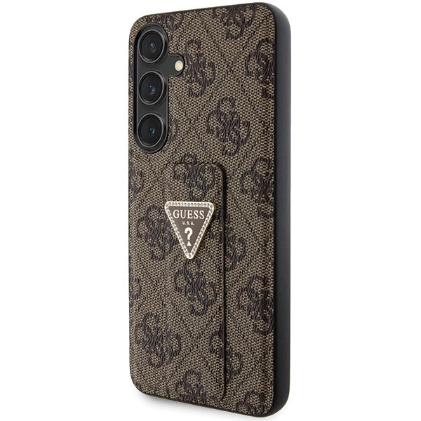Guess GUHCS24SPGS4TDW S24 S921 brown/brown hardcase Grip Stand 4G Triangle Strass_1
