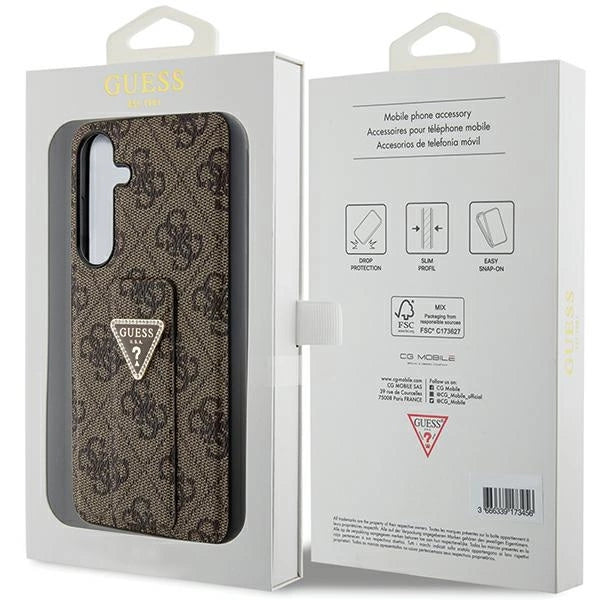 Guess GUHCS24SPGS4TDW S24 S921 brown/brown hardcase Grip Stand 4G Triangle Strass_7