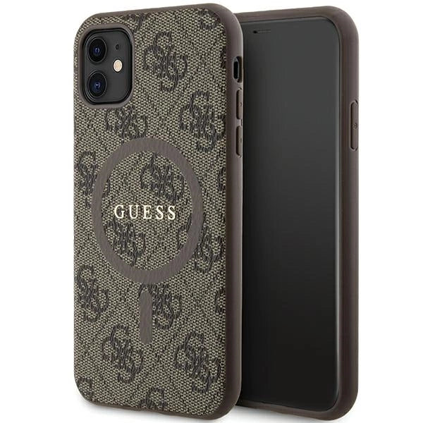 Guess GUHMN61G4GFRW iPhone 11 6.1" / Xr brown/brown hardcase 4G Collection Leather Metal Logo MagSafe_0