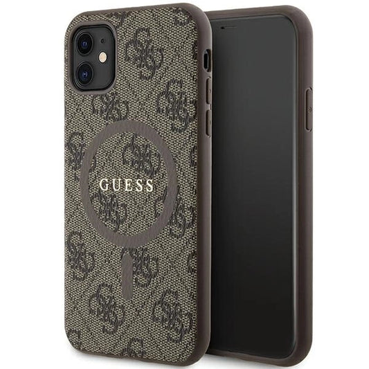 Guess GUHMN61G4GFRW iPhone 11 6.1" / Xr brown/brown hardcase 4G Collection Leather Metal Logo MagSafe_0