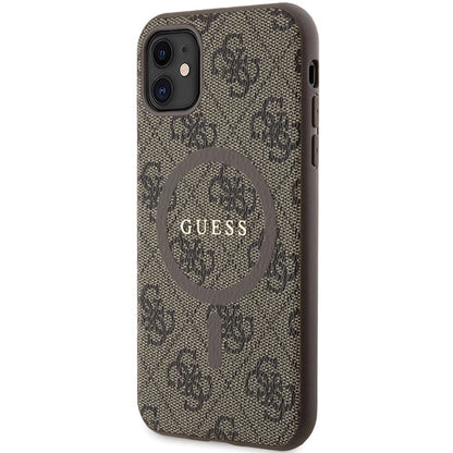 Guess GUHMN61G4GFRW iPhone 11 6.1" / Xr brown/brown hardcase 4G Collection Leather Metal Logo MagSafe_1