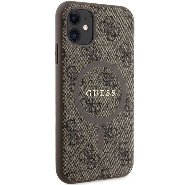 Guess GUHMN61G4GFRW iPhone 11 6.1" / Xr brown/brown hardcase 4G Collection Leather Metal Logo MagSafe_3