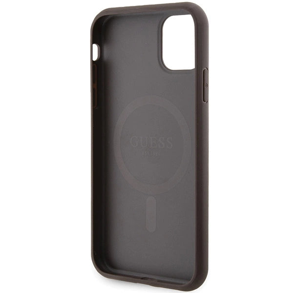 Guess GUHMN61G4GFRW iPhone 11 6.1" / Xr brown/brown hardcase 4G Collection Leather Metal Logo MagSafe_6