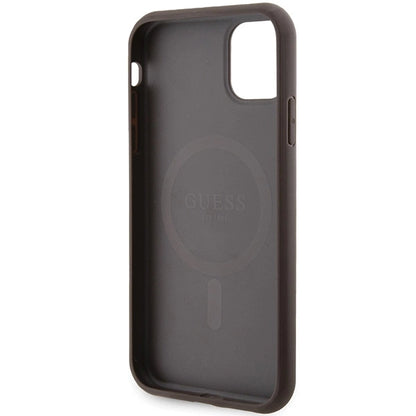 Guess GUHMN61G4GFRW iPhone 11 6.1" / Xr brown/brown hardcase 4G Collection Leather Metal Logo MagSafe_6