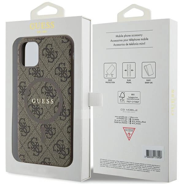 Guess GUHMN61G4GFRW iPhone 11 6.1" / Xr brown/brown hardcase 4G Collection Leather Metal Logo MagSafe_7