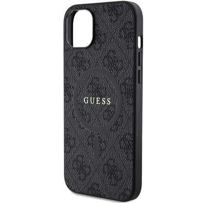 Guess 4G Collection Leather Metal Logo MagSafe Case for iPhone 14/15/13 - Black_5